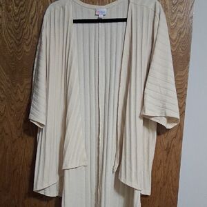LuLaRoe Cream Ribbed Open-Front Cardigan